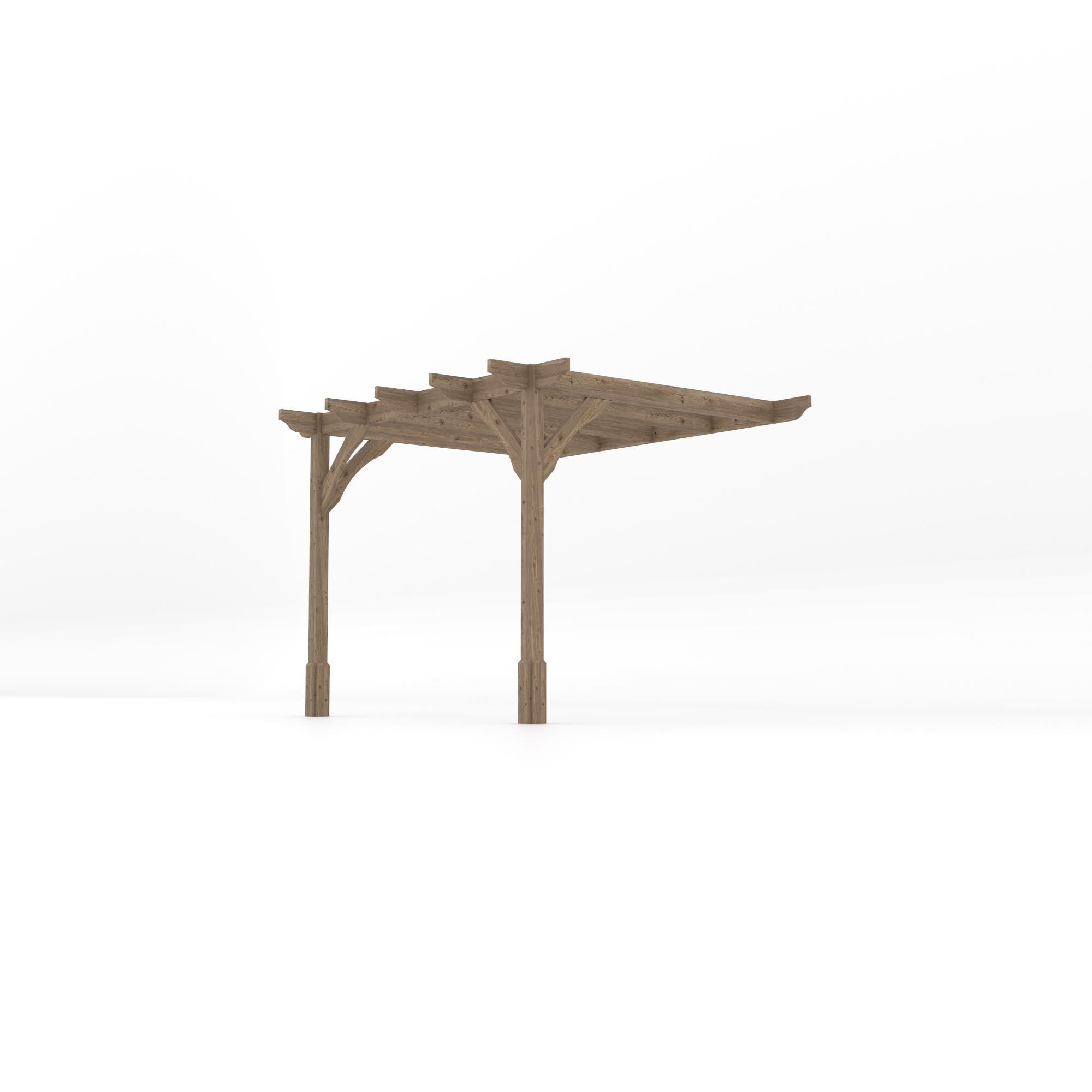Wall Mounted Premium Pergola - Rustic Brown - 2.4m Depth x 3m Length