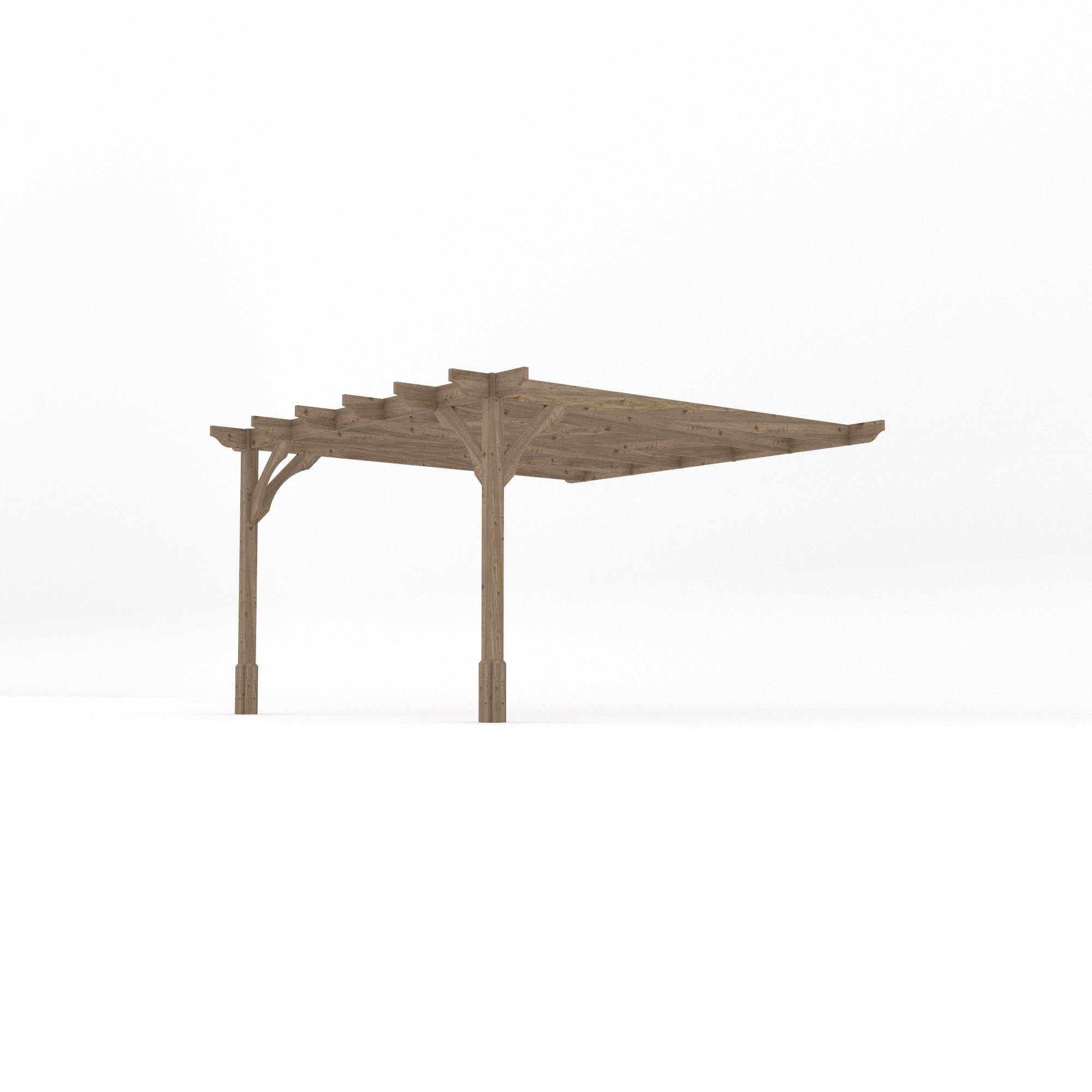 Wall Mounted Premium Pergola - Rustic Brown - 3.6m Depth x 3.6m Length - Clearance Grade