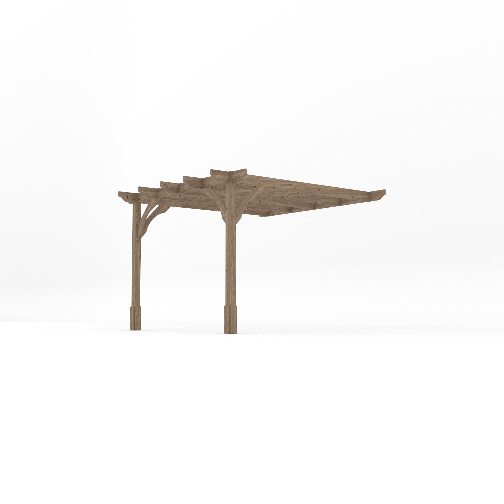 Wall Mounted Premium Pergola - Rustic Brown - 3m Depth x 3m Length - Clearance Grade