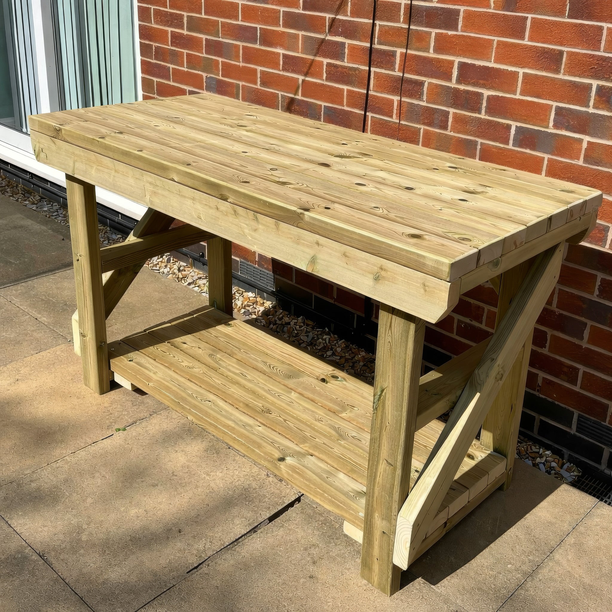 Wooden Workbench - Light Green - 2.2ft Width x 5ft Length