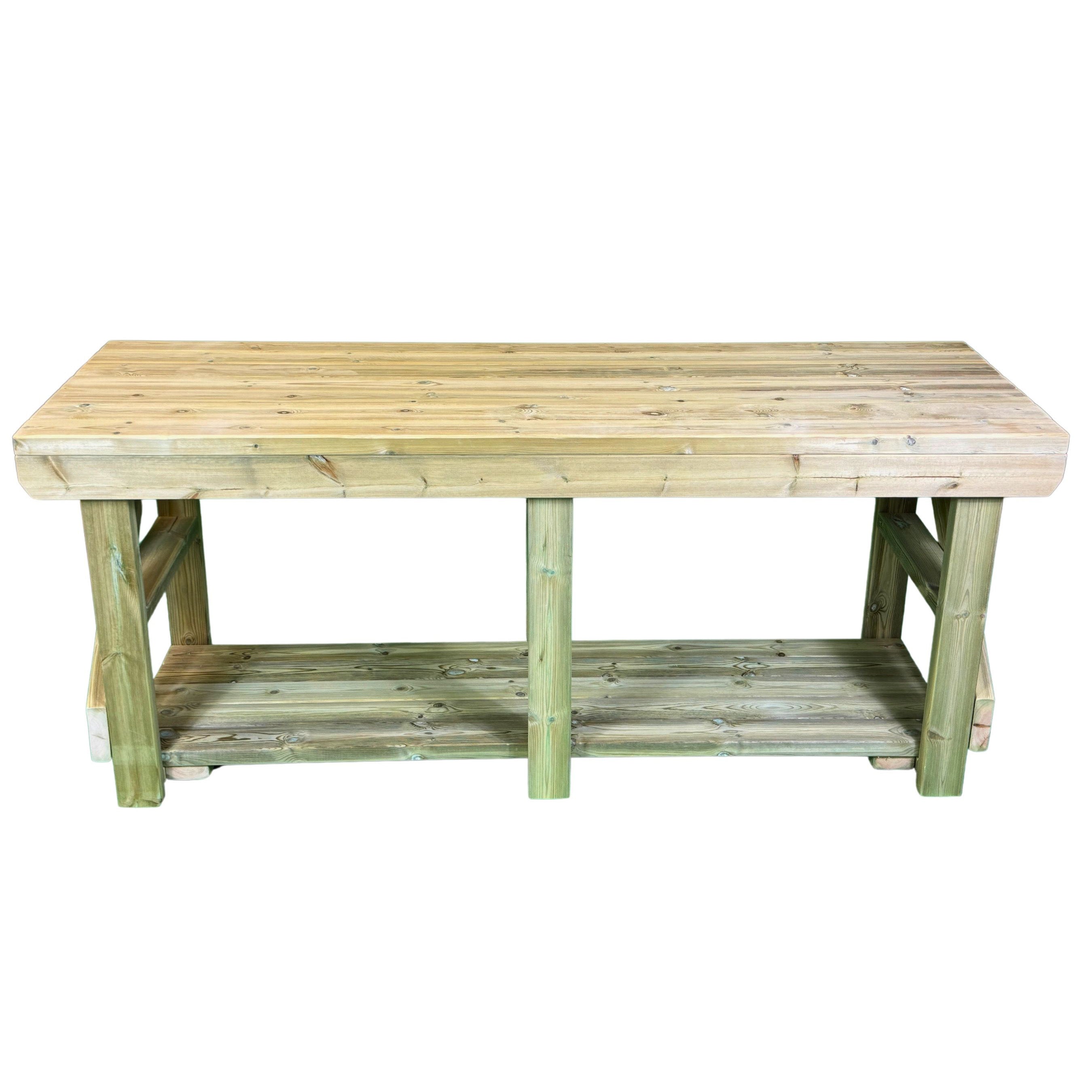 Wooden Workbench - Light Green - 2.2ft Width x 7ft Length