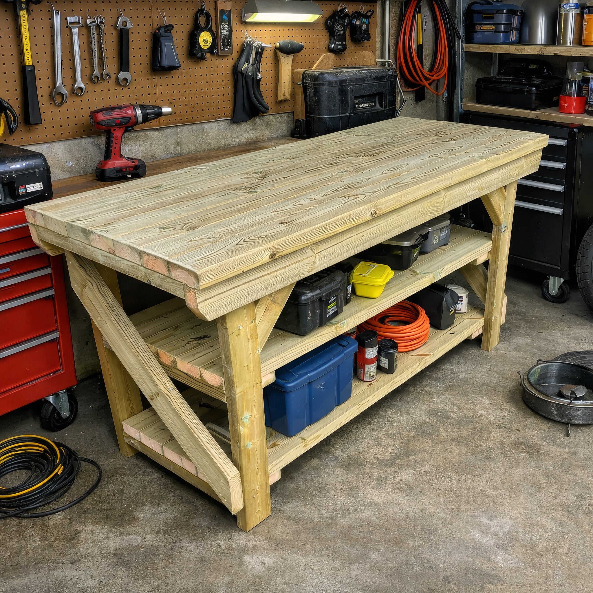 Wooden Workbench - Light Green - 2.2ft Width x 4ft Length