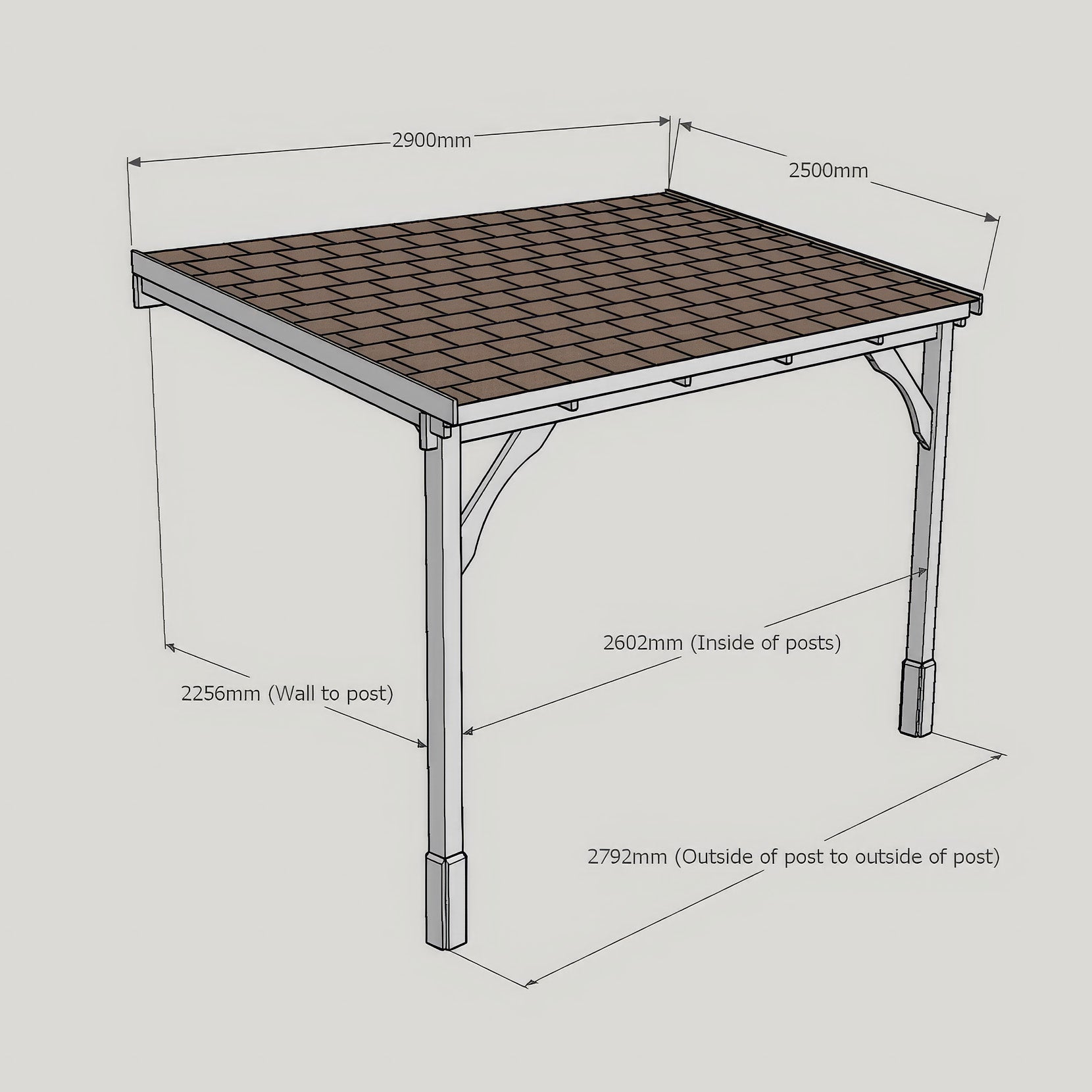 Wall Mounted Felt Shingle Roof Gazebo - Light Green - 2.5m Depth x 2.9m Width