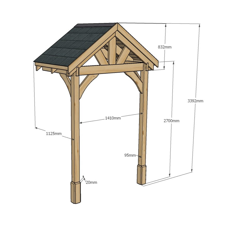 Felt Shingle Roof Porch - Light Green - 1.22m Depth x 1.8m Width