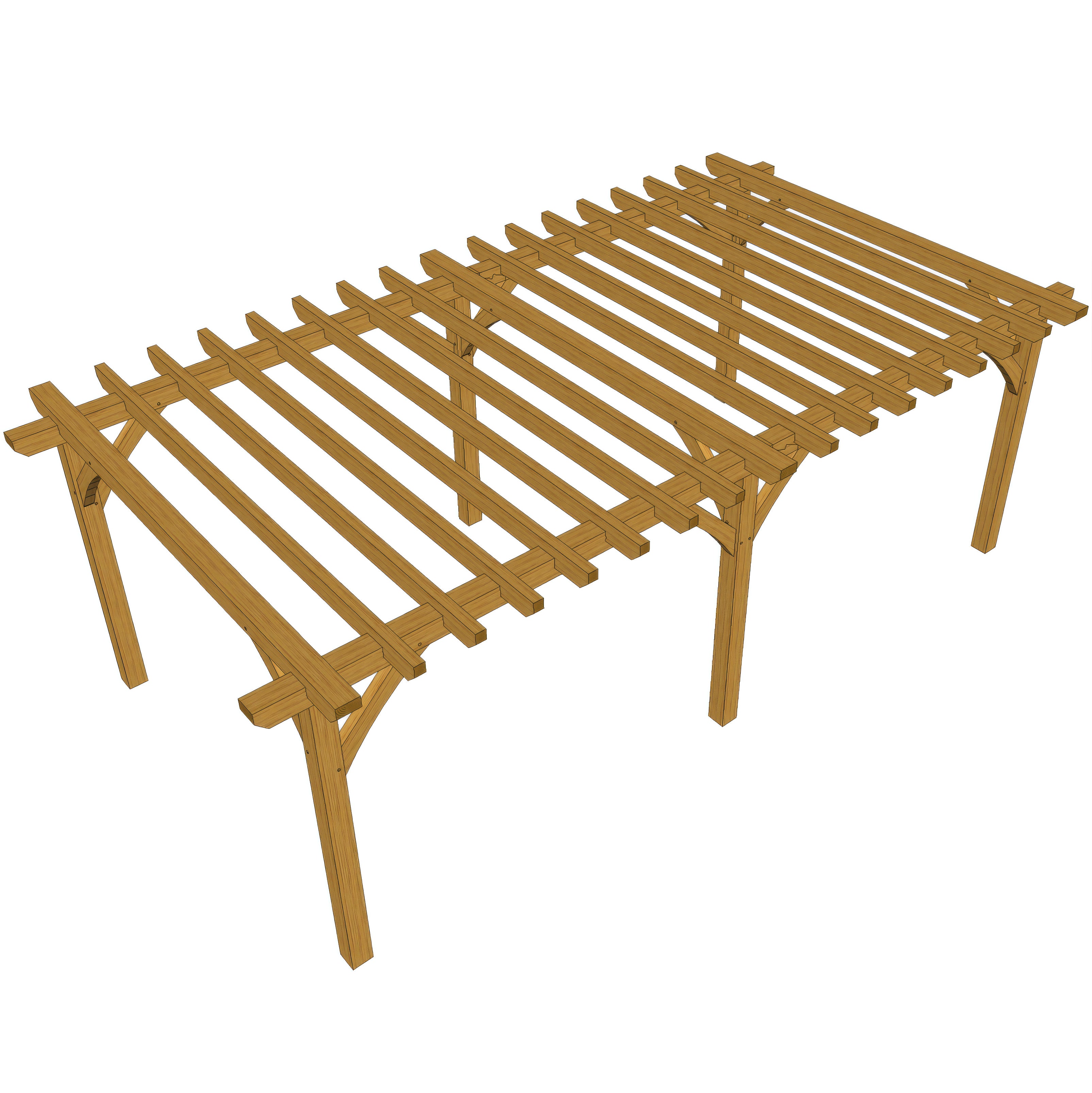 Freestanding Green Oak Framed Double Bay Pergola
