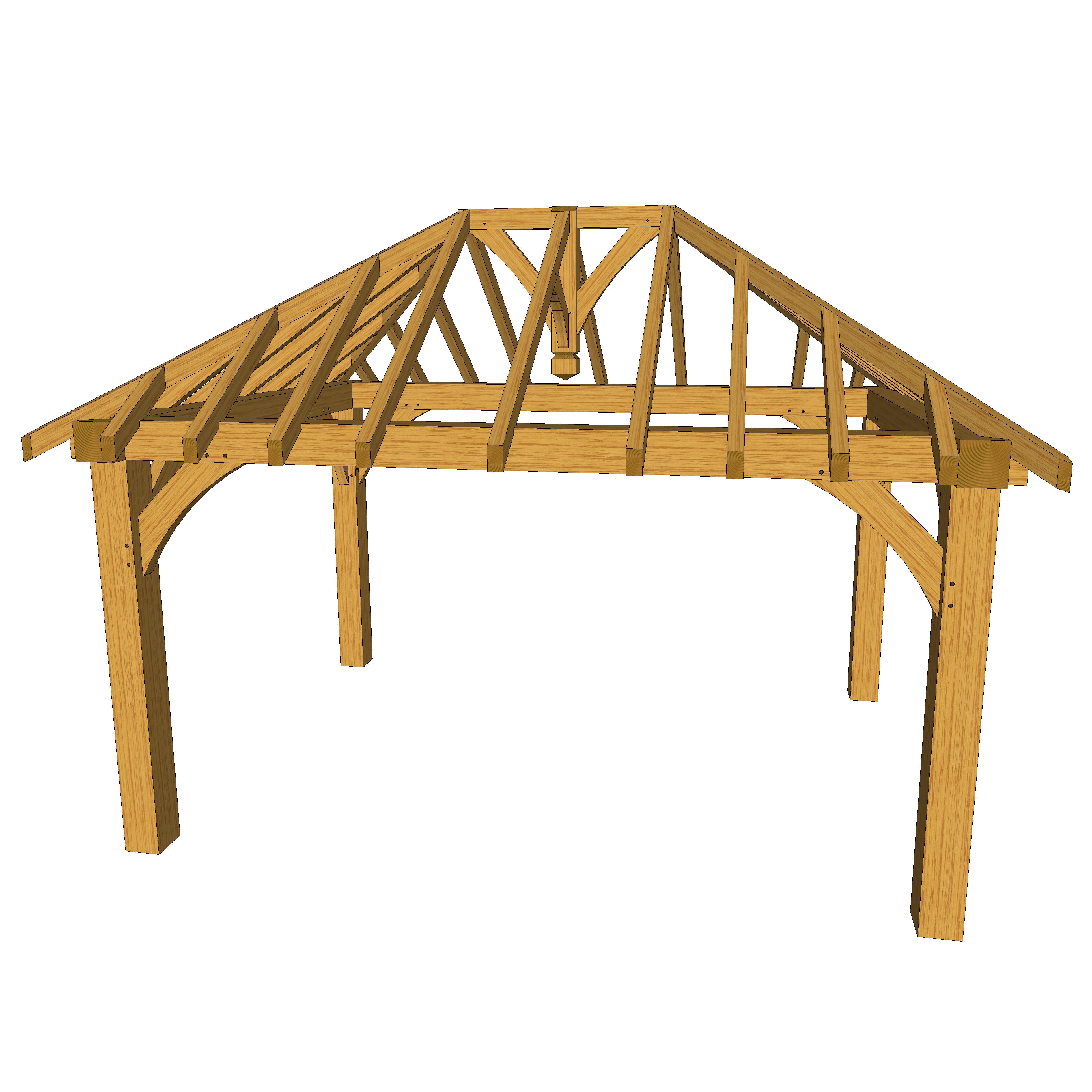 Freestanding Green Oak Framed Gazebo - 3m Width x 4.2m Length