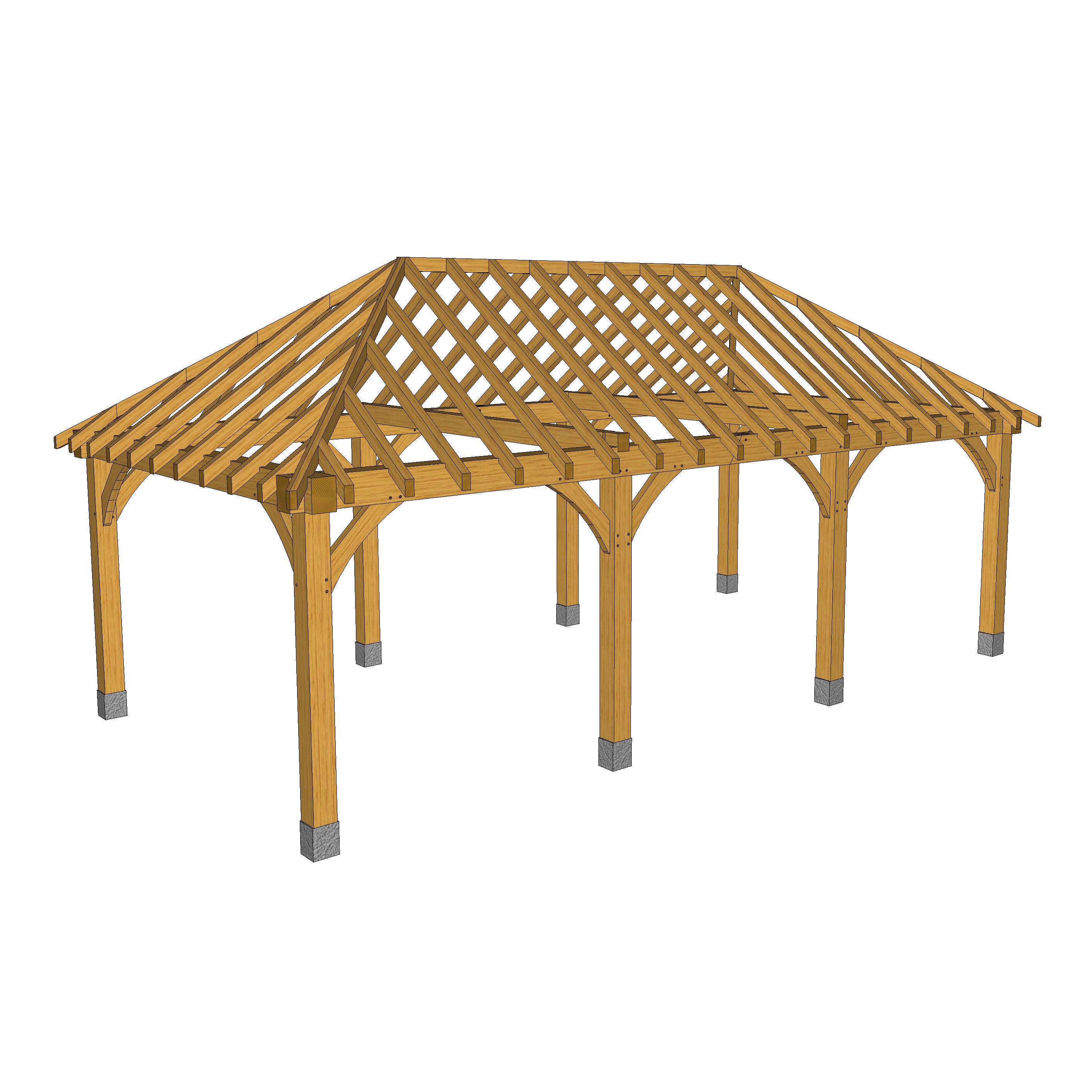 Freestanding Green Oak Framed Gazebo - 4m Width x 8m Length