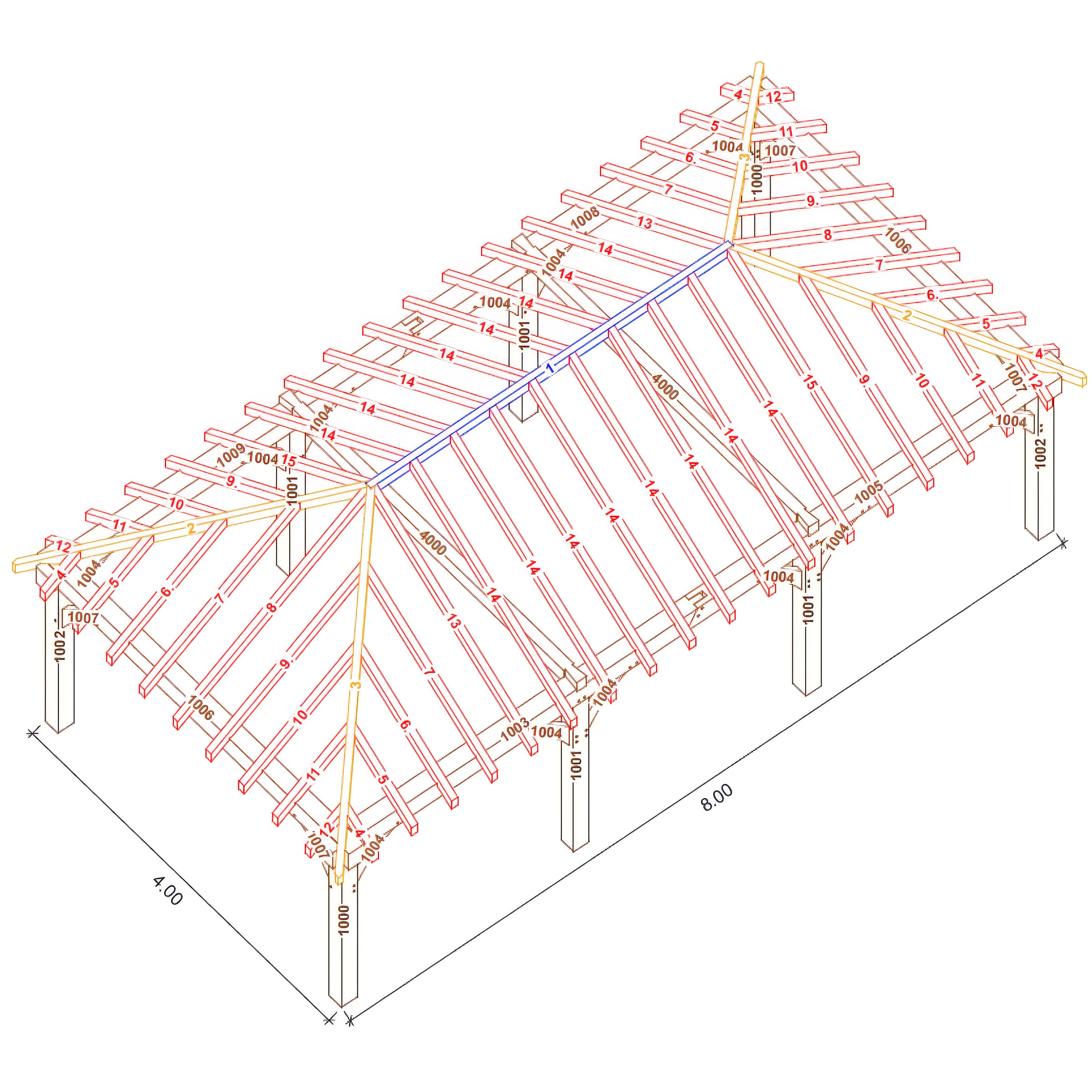 Freestanding Green Oak Framed Gazebo - 4m Width x 8m Length