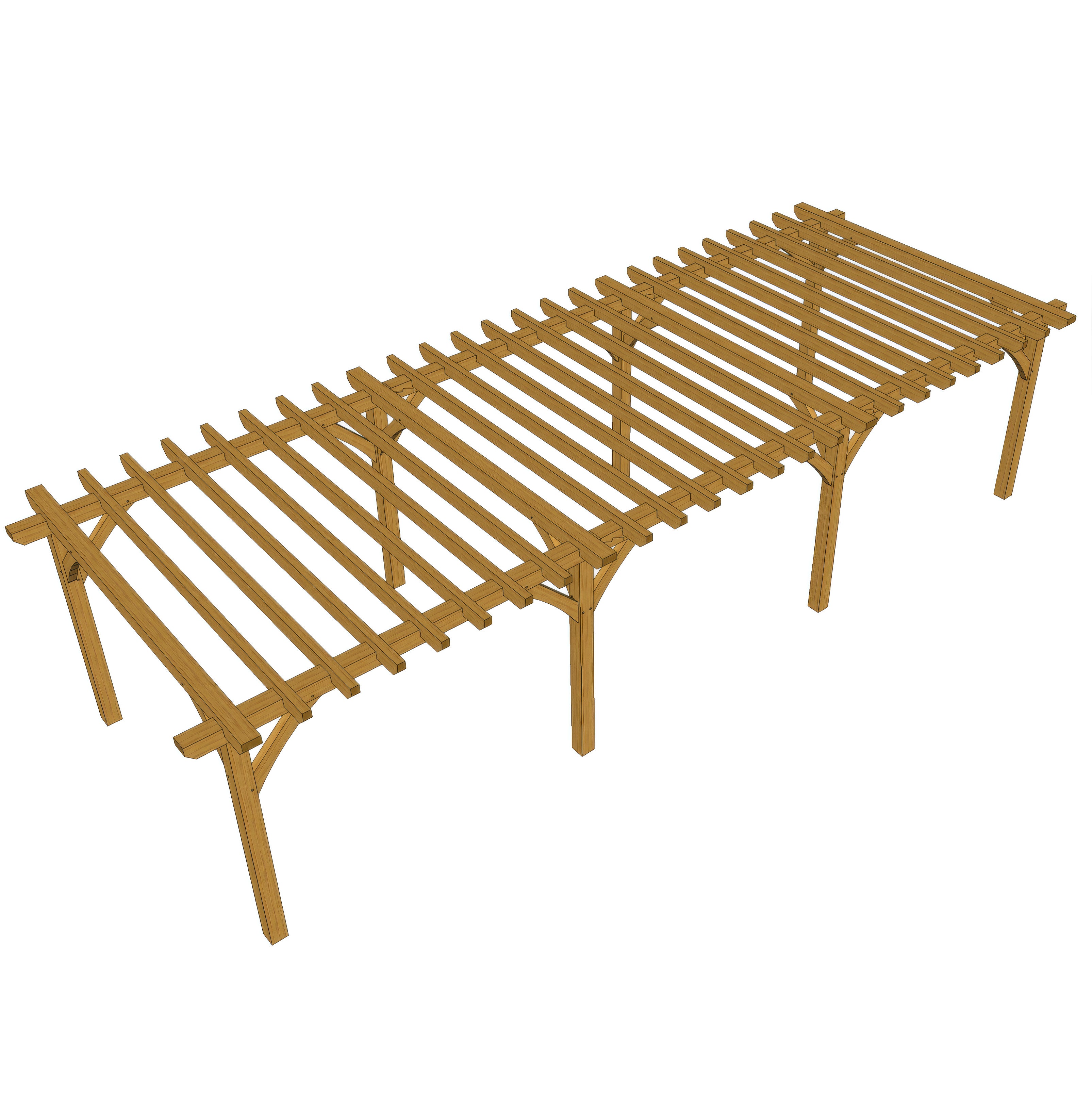 Freestanding Green Oak Framed Triple Bay Pergola