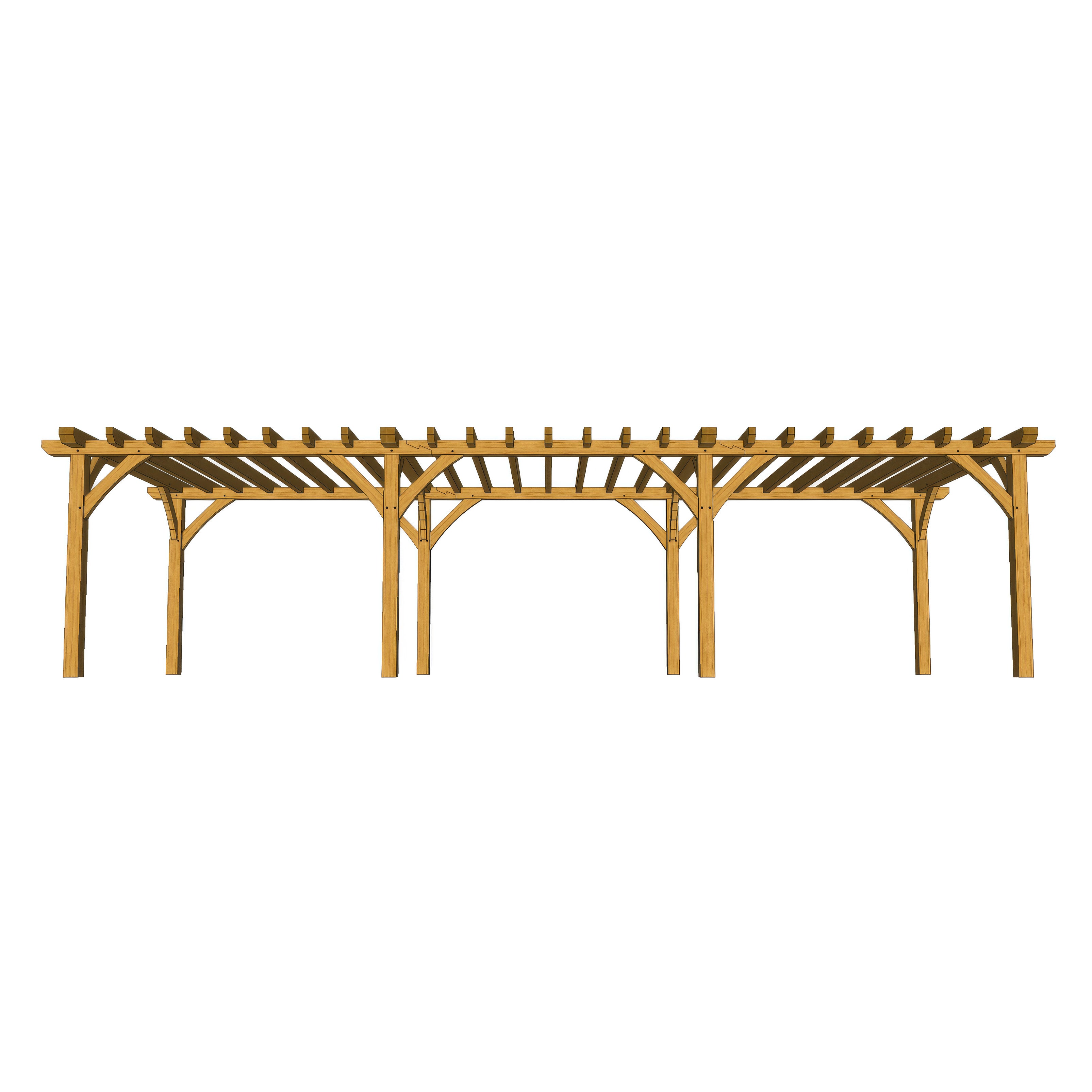 Freestanding Green Oak Framed Triple Bay Pergola