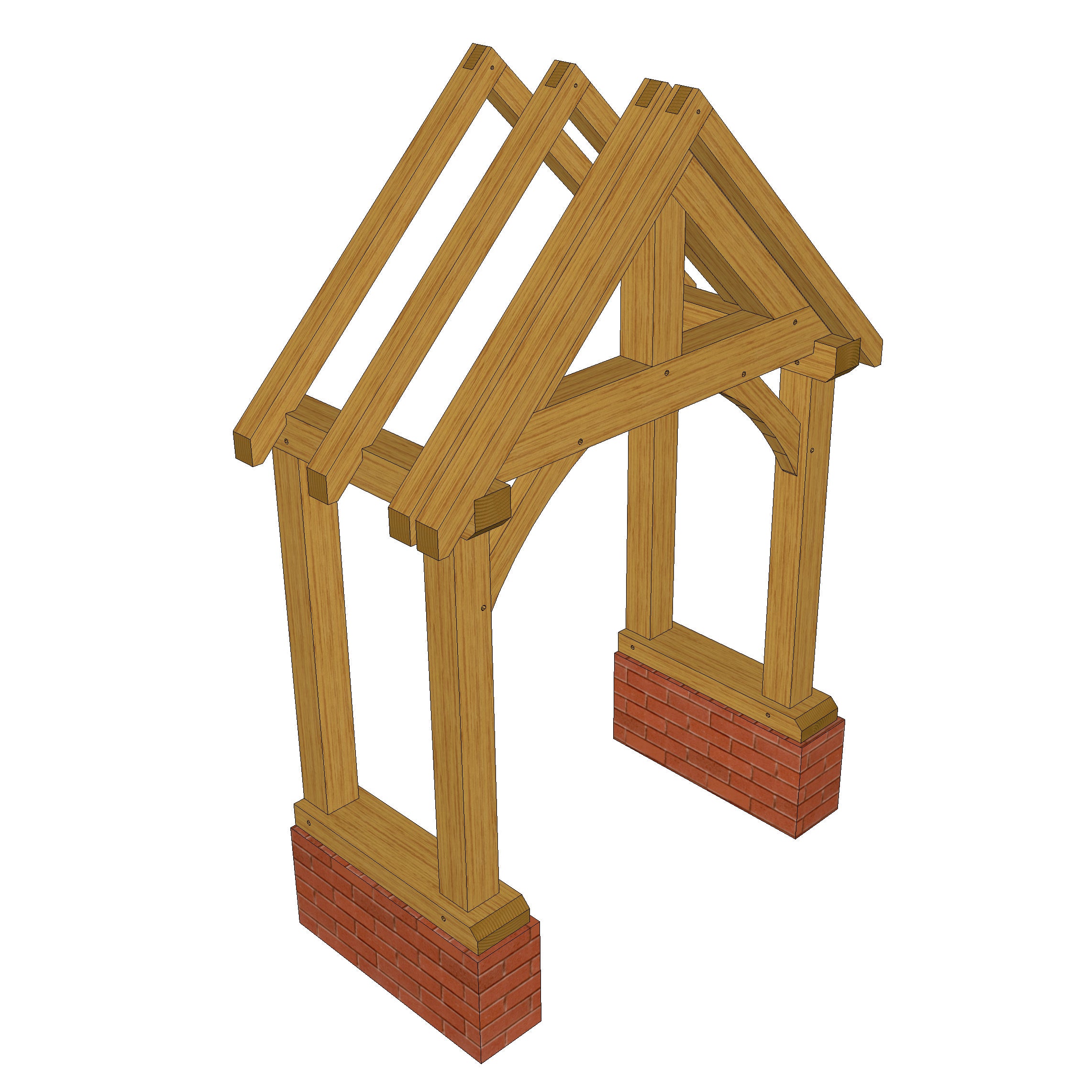 Green Oak Framed Brick Plinth Porch - 0.95m Depth x 1.97m Width