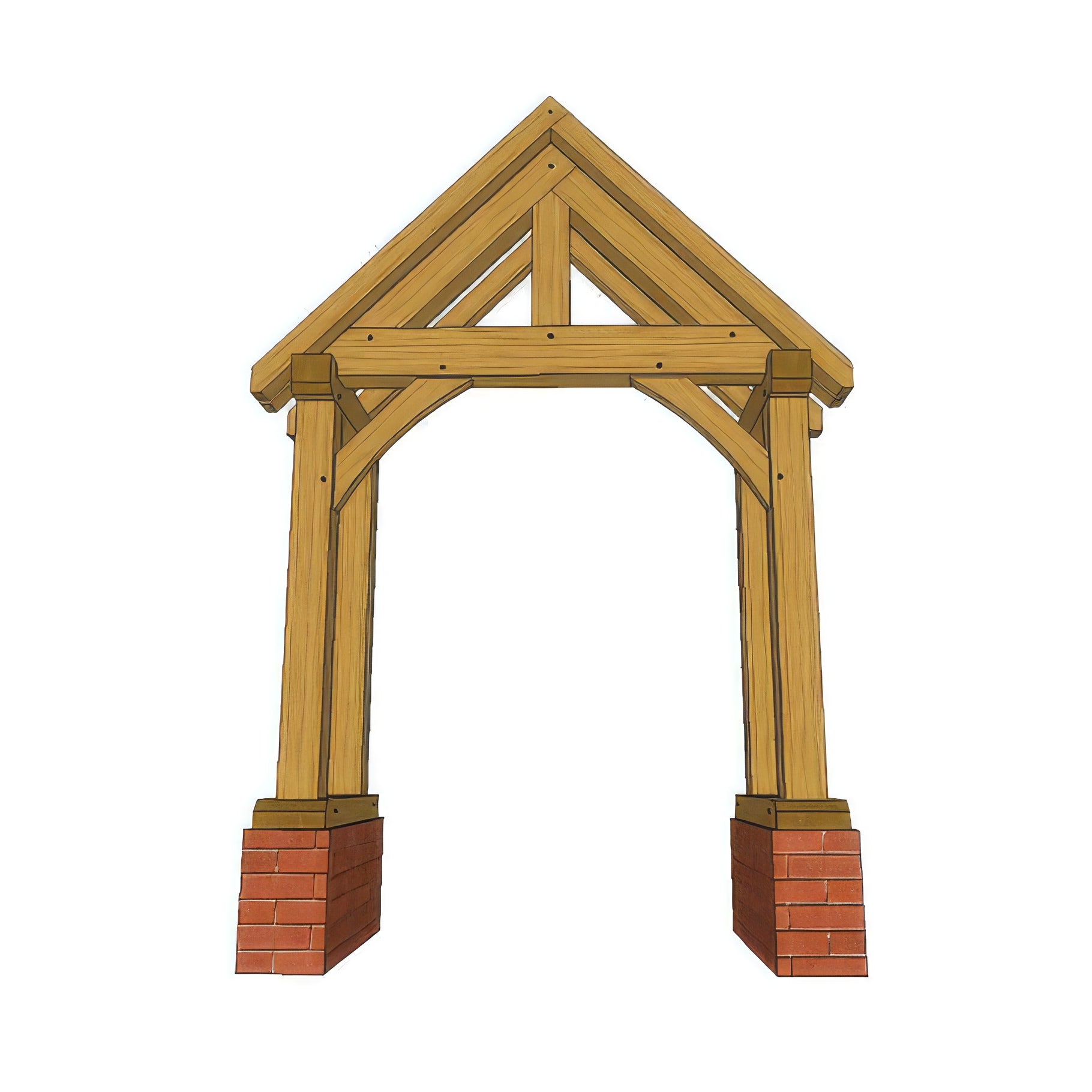 Green Oak Framed Brick Plinth Porch - 0.95m Depth x 1.97m Width