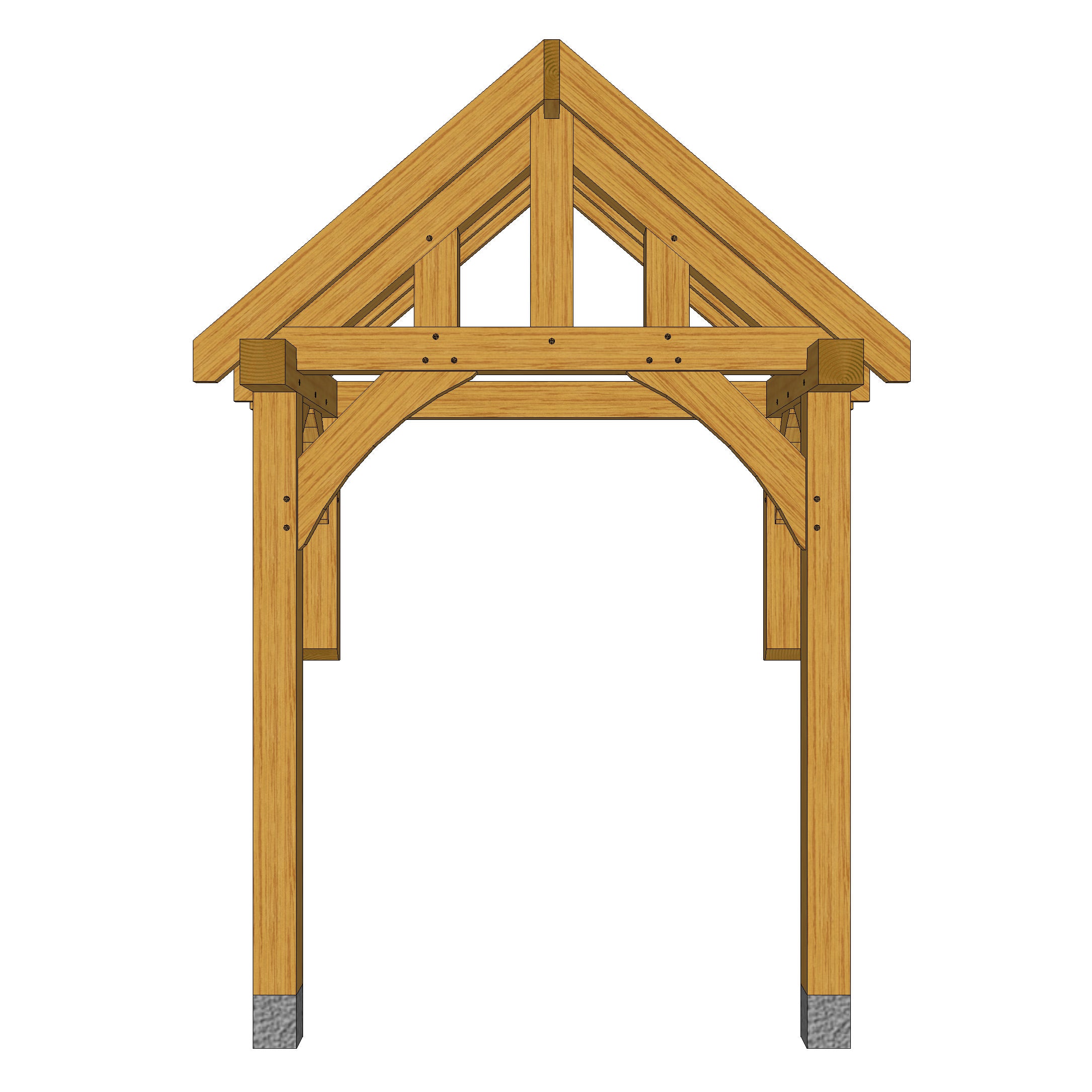Green Oak Framed Half Post Porch - 1.2m Depth x 2m Width