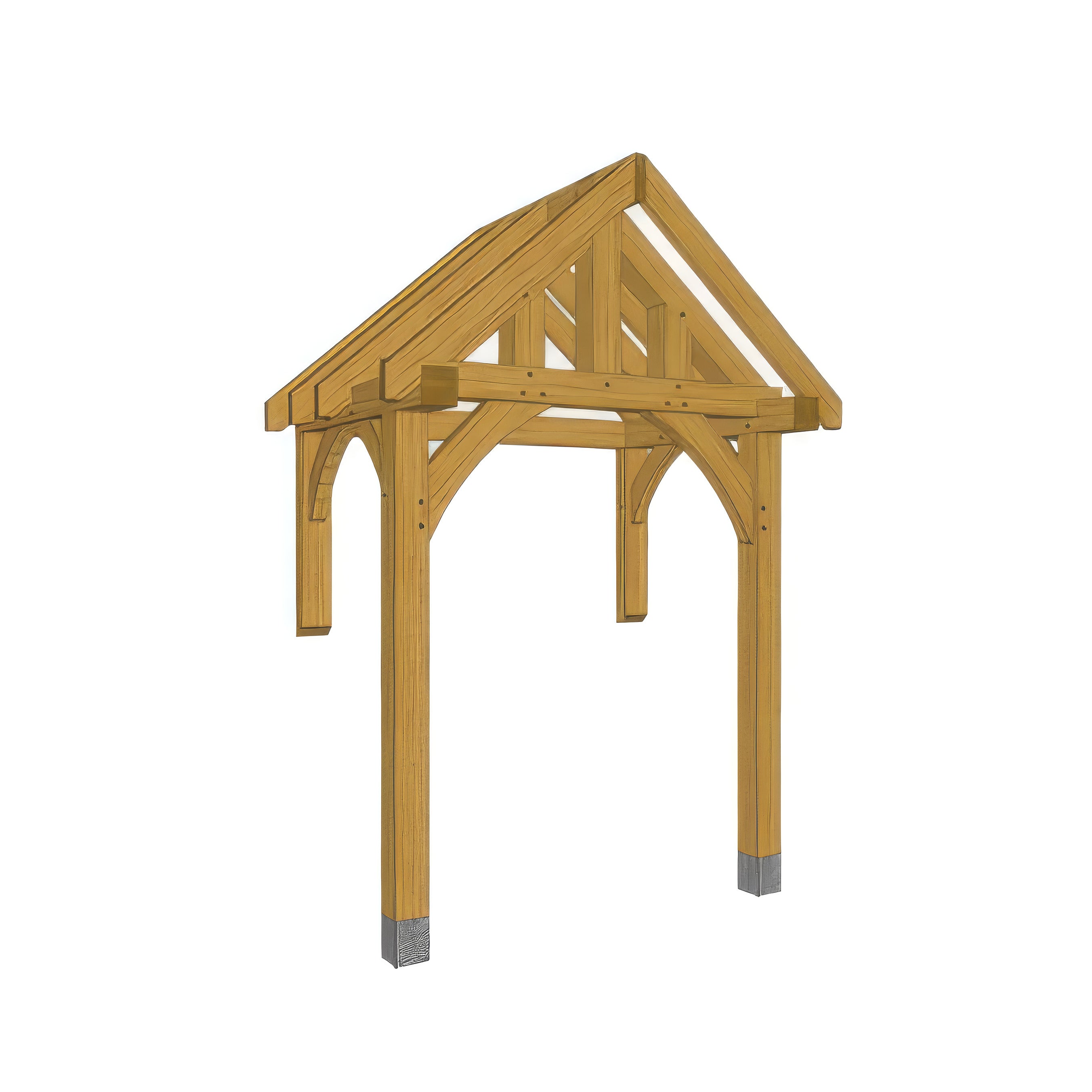 Green Oak Framed Half Post Porch - 1.2m Depth x 2m Width