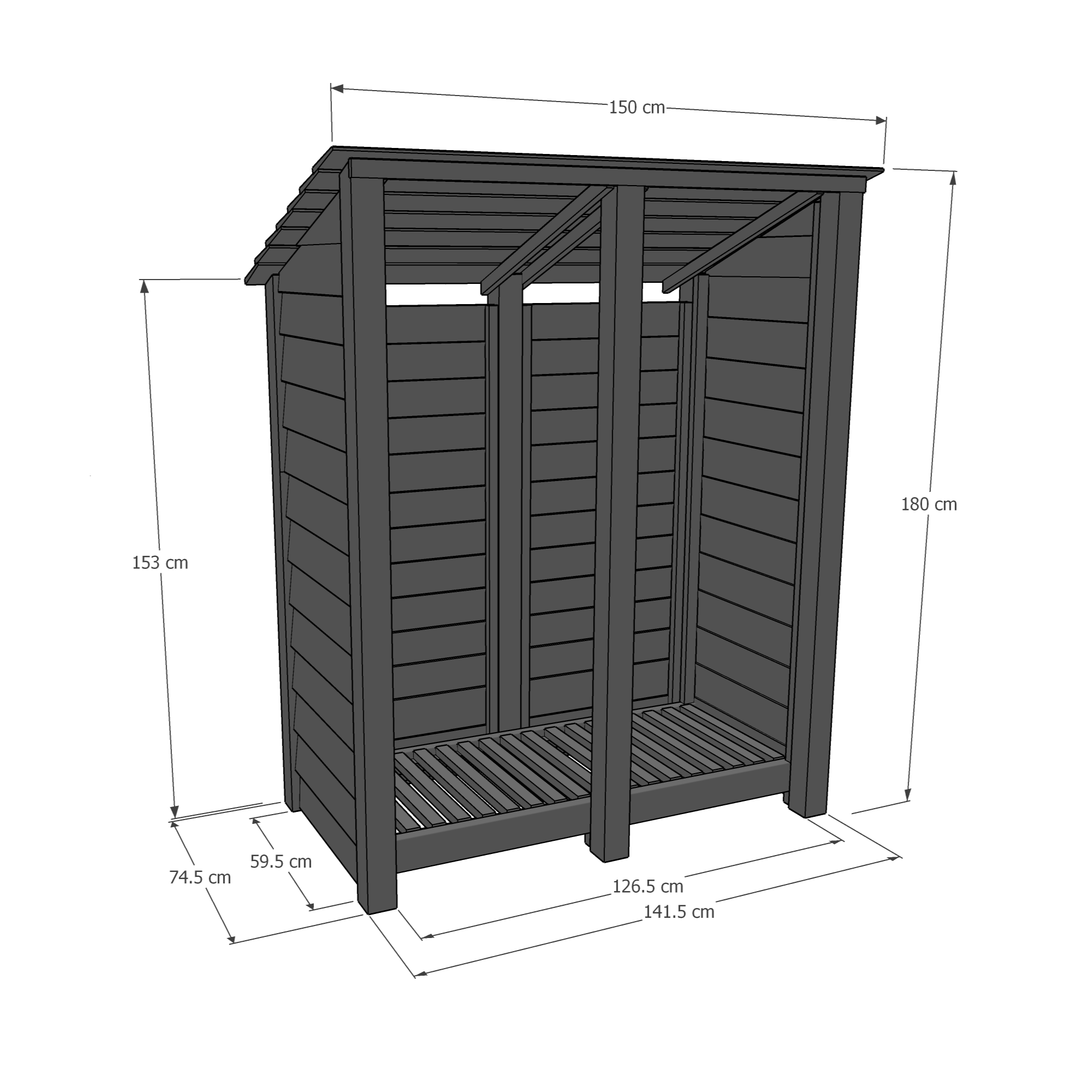 Cottesmore Log Store - Light Green - Solid Panels - 5ft Wide x 6ft Tall