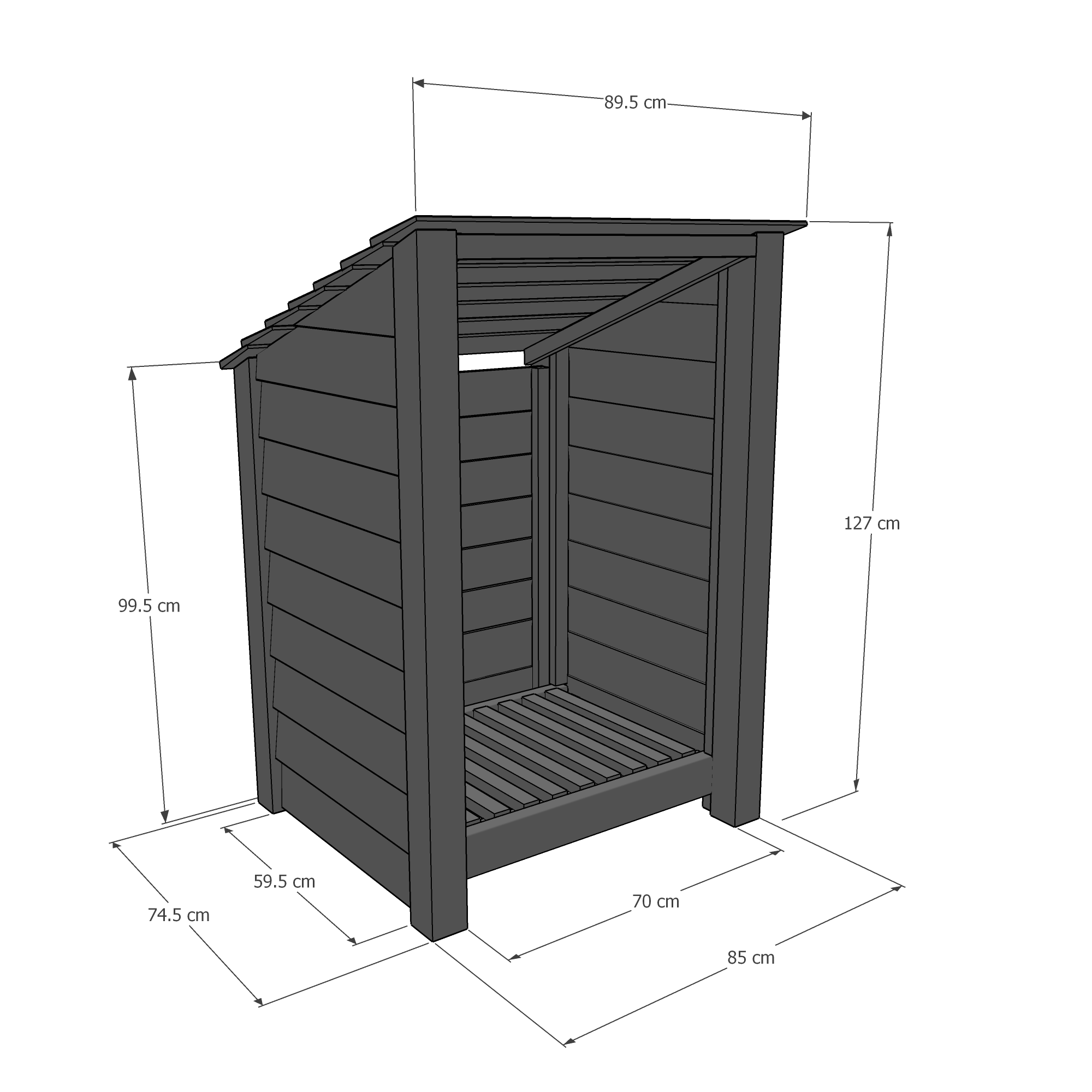 Burley Log Store - Light Green - Slatted Panels - 3ft Wide x 4ft Tall