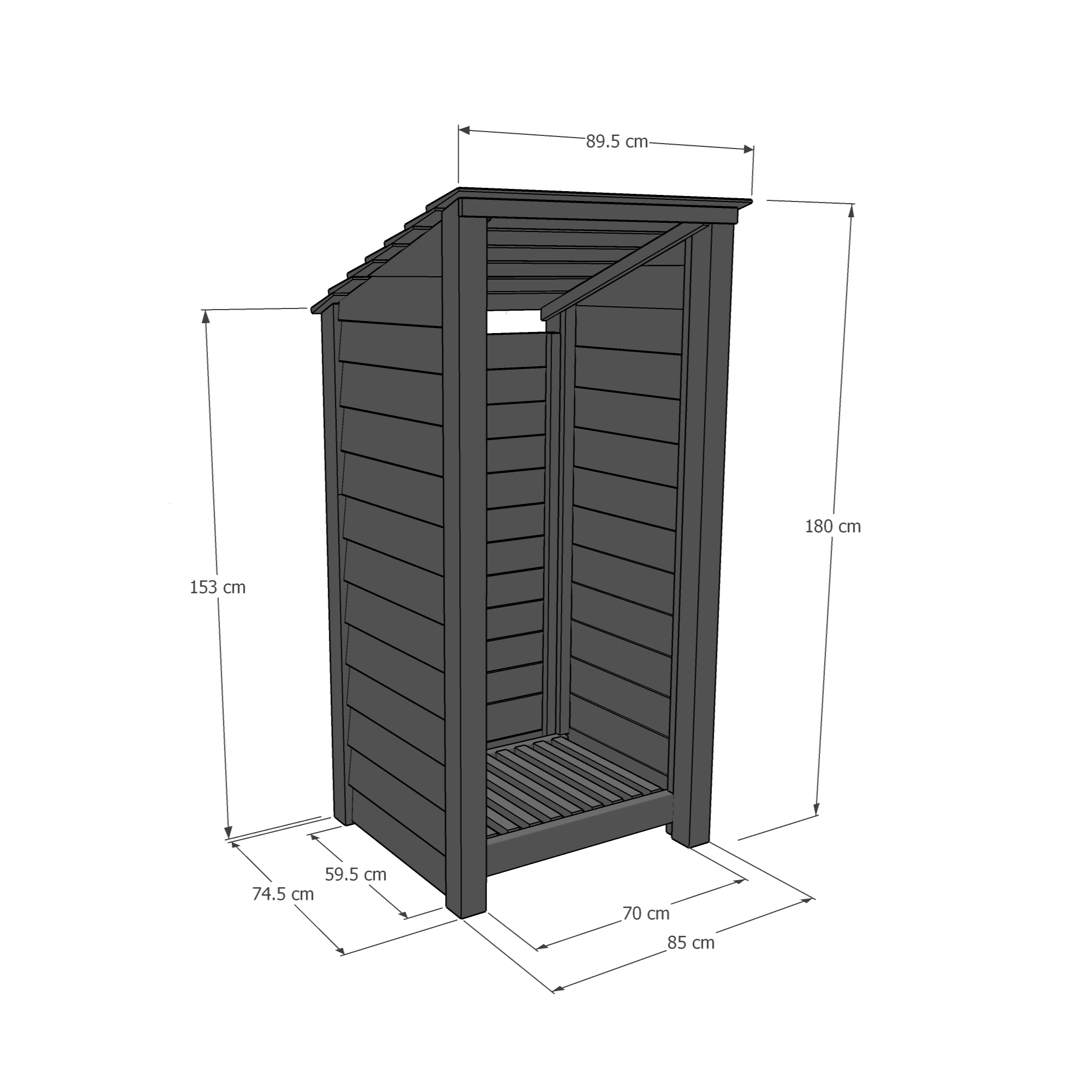 Burley Log Store - Light Green - Solid Panels - 3ft Wide x 6ft Tall