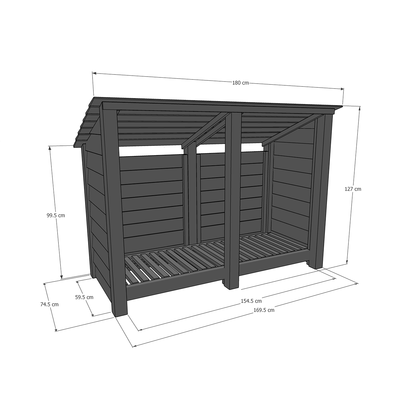 Hambleton Log Store - Light Green - Slatted Panels - 6ft Wide x 4ft Tall