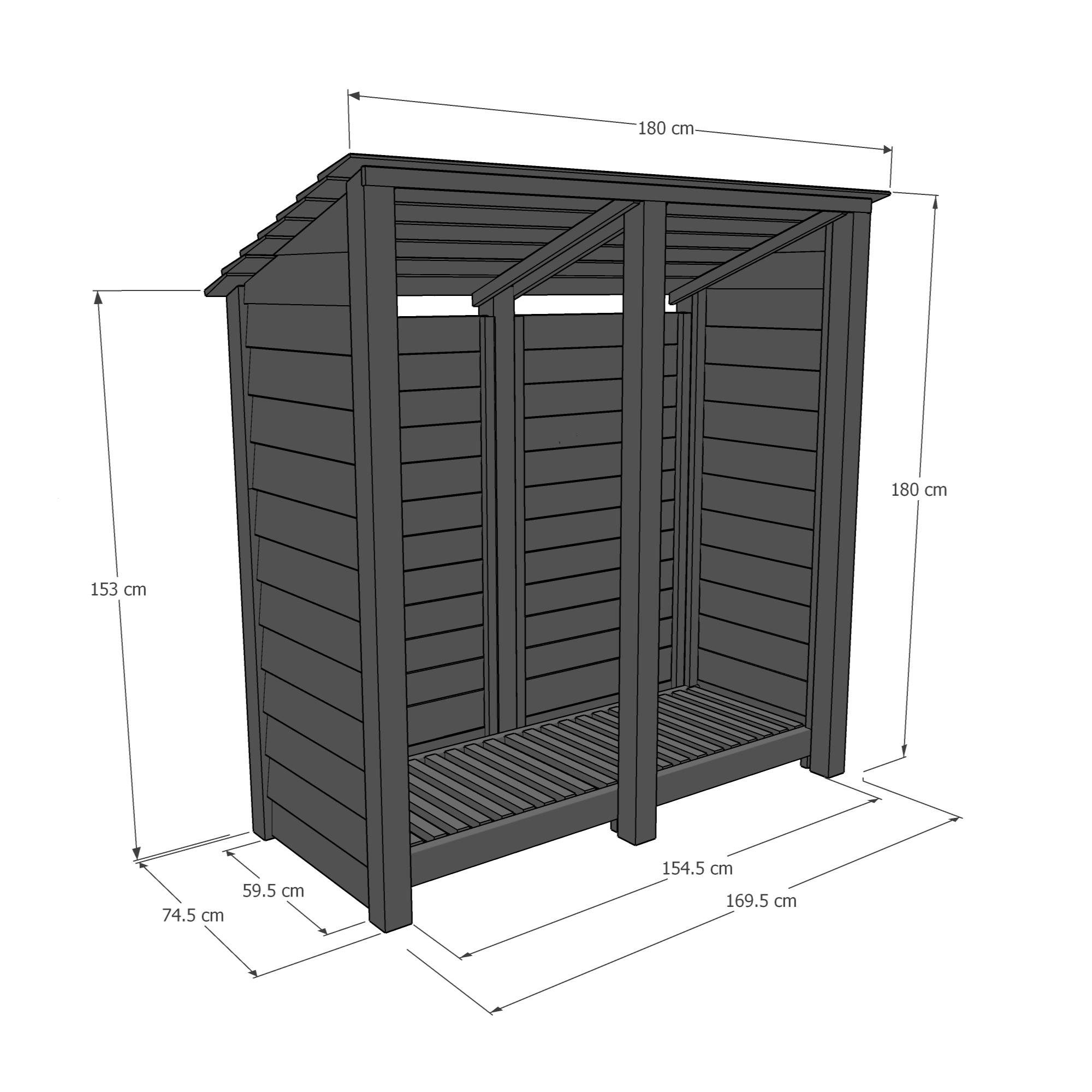 Hambleton Log Store - Rustic Brown - Slatted Panels - 6ft Wide x 6ft Tall