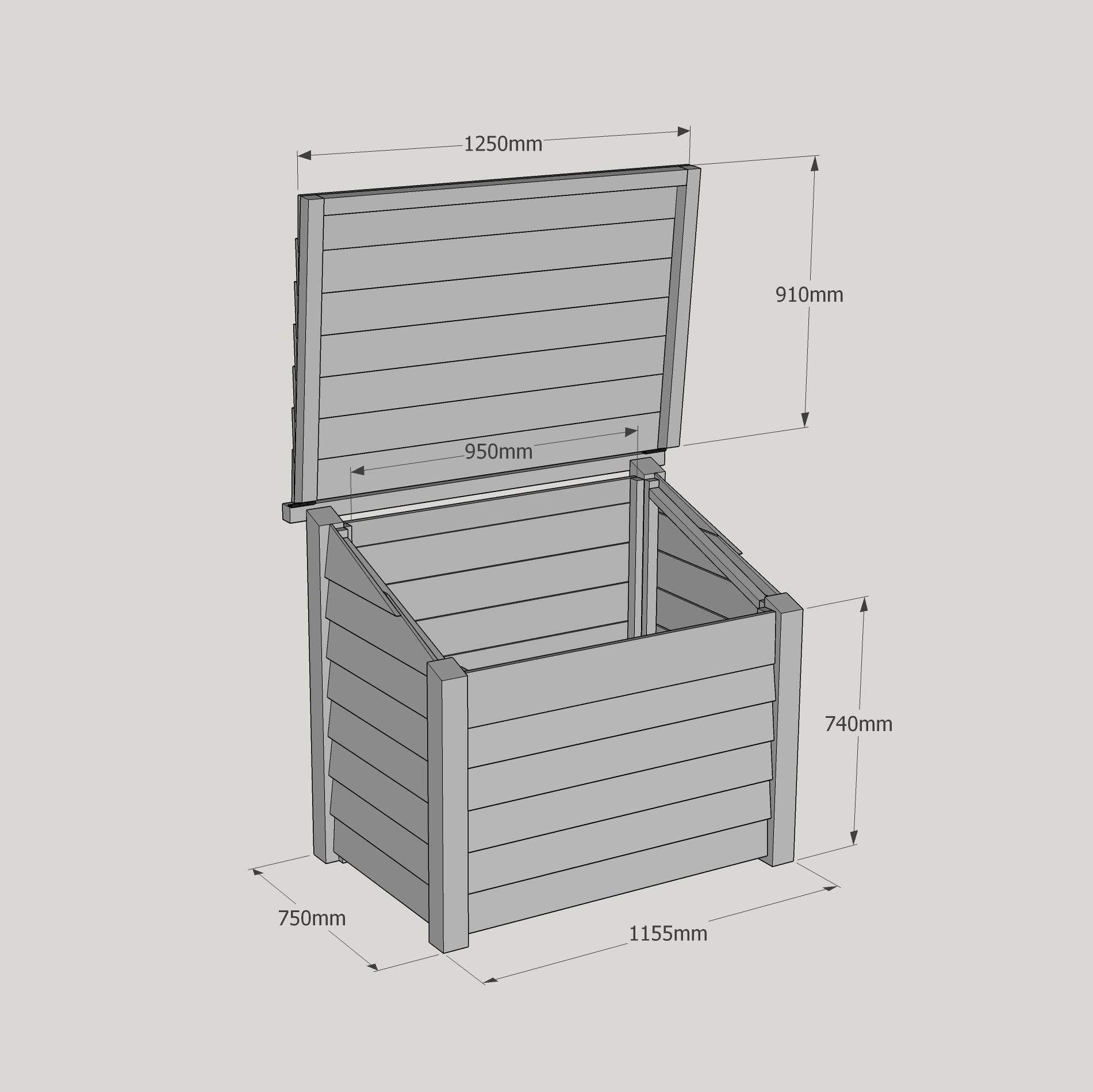 Pickworth Wooden Storage Chest - Light Green - Solid Base - 1.25m Width x 0.85m Depth