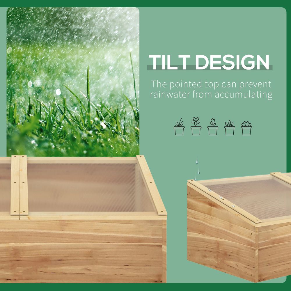 Outsunny Wooden Cold Frame Greenhouse, 100 x 50 x 36 cm, Natural