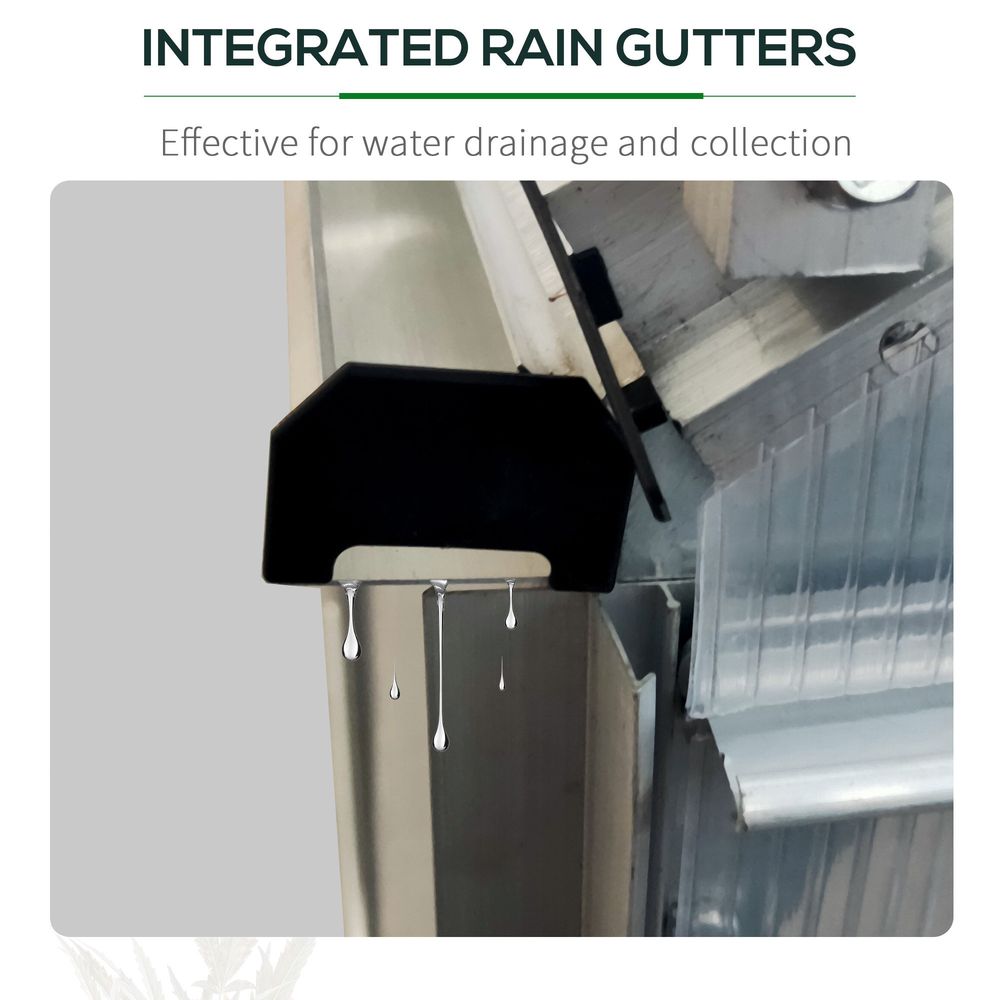 6 x 4ft Polycarbonate Greenhouse Aluminium Roof Vent, Rain Gutter Sliding Door