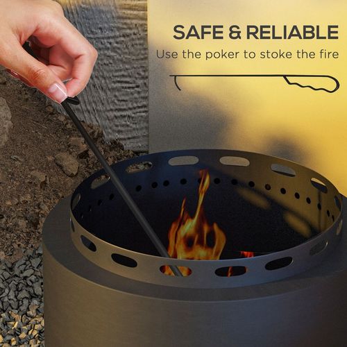 48.5cm Smokeless Wood Burning Firepit Metal Fire Pit, Black