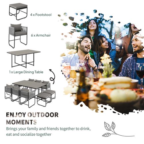 Rattan Dining Set, Garden Table & Chair Sets w/ Space-saving Design