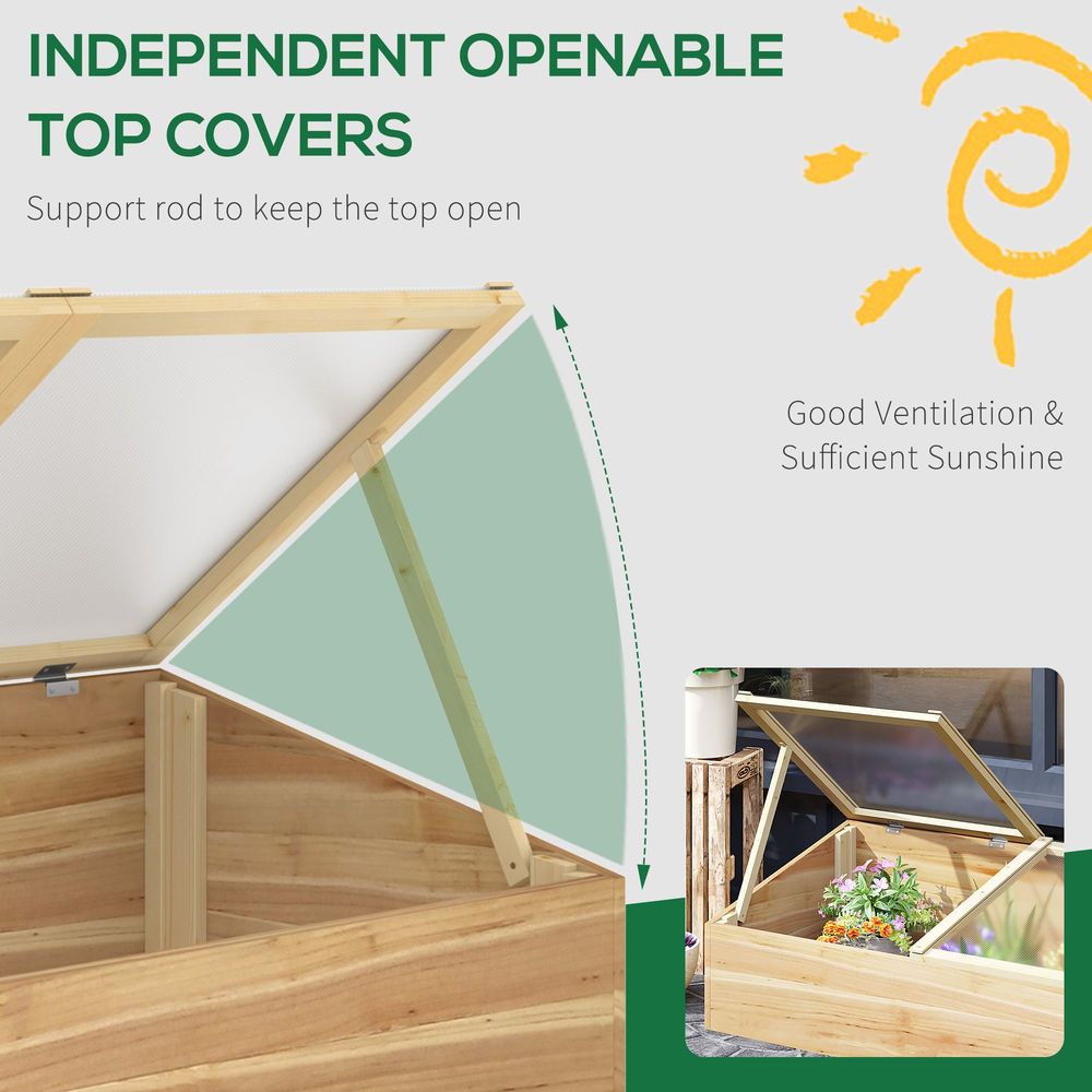 Outsunny Wooden Cold Frame Greenhouse, 100 x 50 x 36 cm, Natural