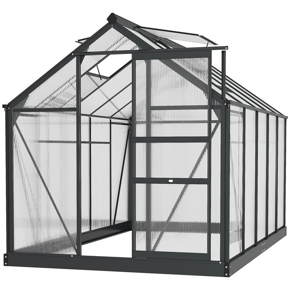 High-Quality 6x10ft Polycarbonate Greenhouse w/ Aluminium Frame & Slide Door