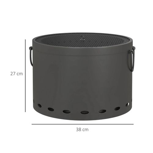 38cm Smokeless Wood Burning Firepit Metal Fire Pit, Dark Grey