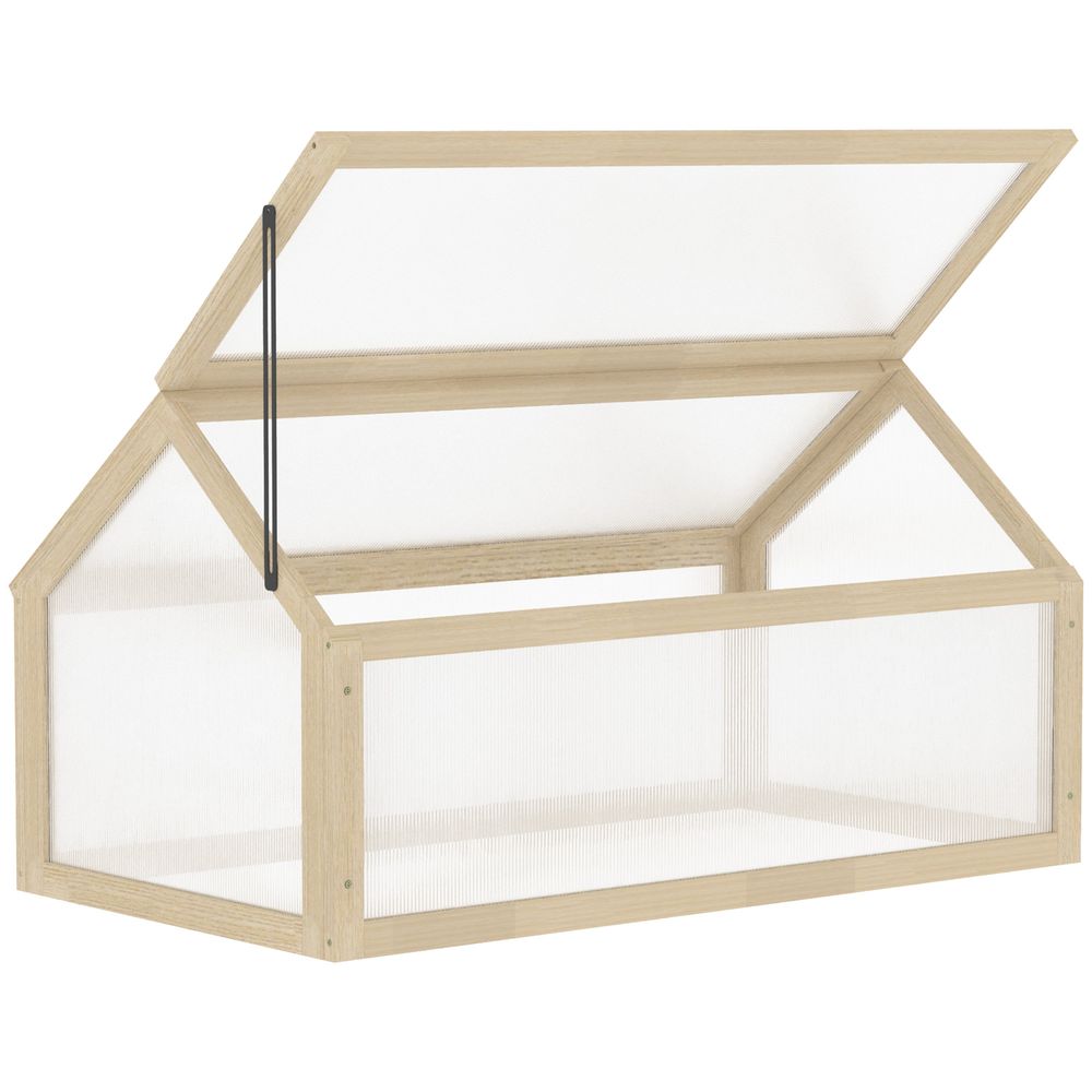 Outsunny Wooden Cold Frame with Openable Top Cover, 90 x 52 x 50cm, Natural