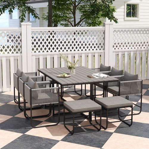Rattan Dining Set, Garden Table & Chair Sets w/ Space-saving Design