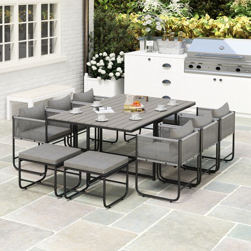 Rattan Dining Set, Garden Table & Chair Sets w/ Space-saving Design