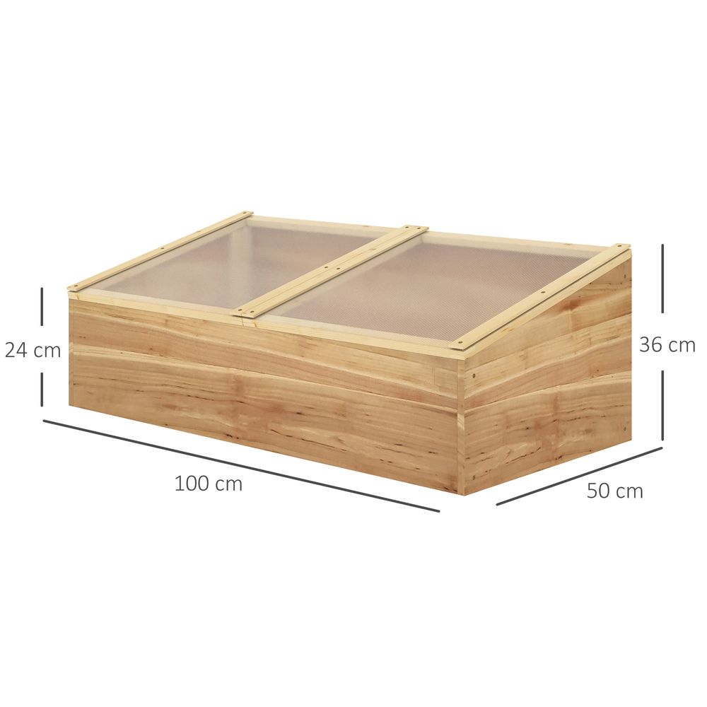 Outsunny Wooden Cold Frame Greenhouse, 100 x 50 x 36 cm, Natural