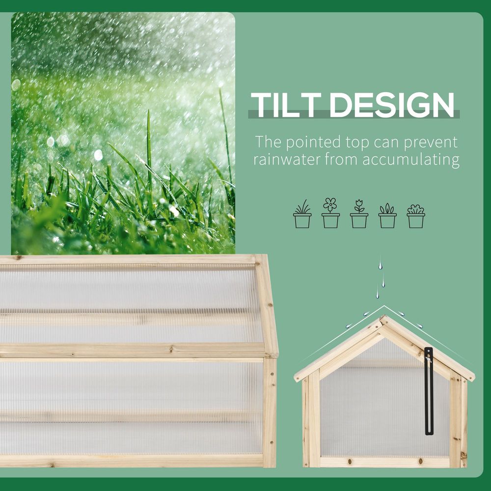 Outsunny Wooden Cold Frame with Openable Top Cover, 90 x 52 x 50cm, Natural
