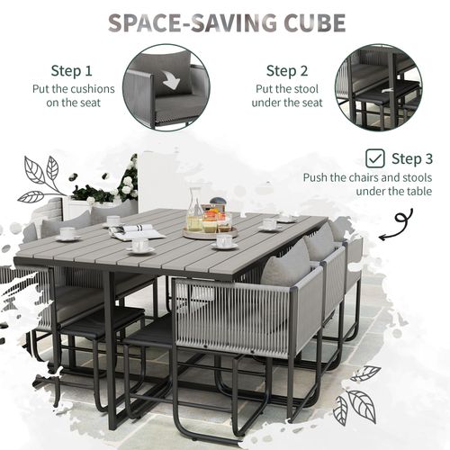 Rattan Dining Set, Garden Table & Chair Sets w/ Space-saving Design
