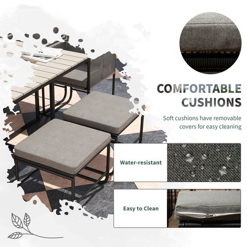 Rattan Dining Set, Garden Table & Chair Sets w/ Space-saving Design