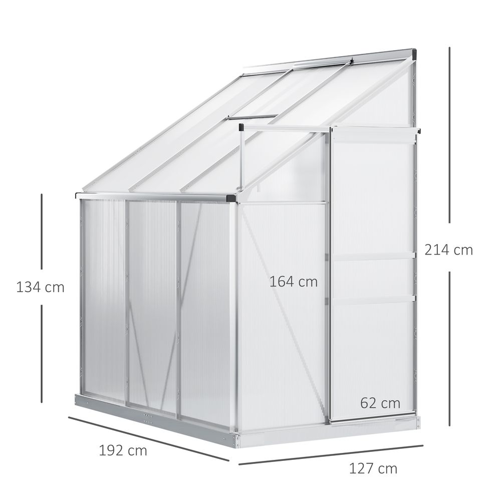 6 x 4ft Polycarbonate Greenhouse Aluminium Roof Vent, Rain Gutter Sliding Door