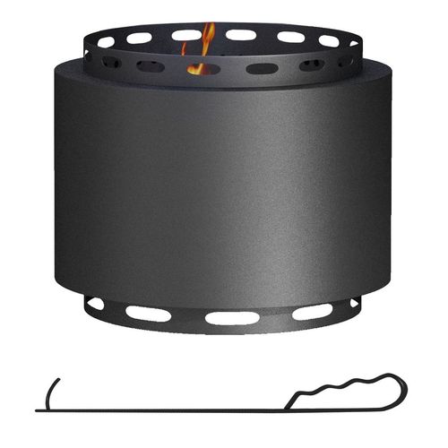 48.5cm Smokeless Wood Burning Firepit Metal Fire Pit, Black