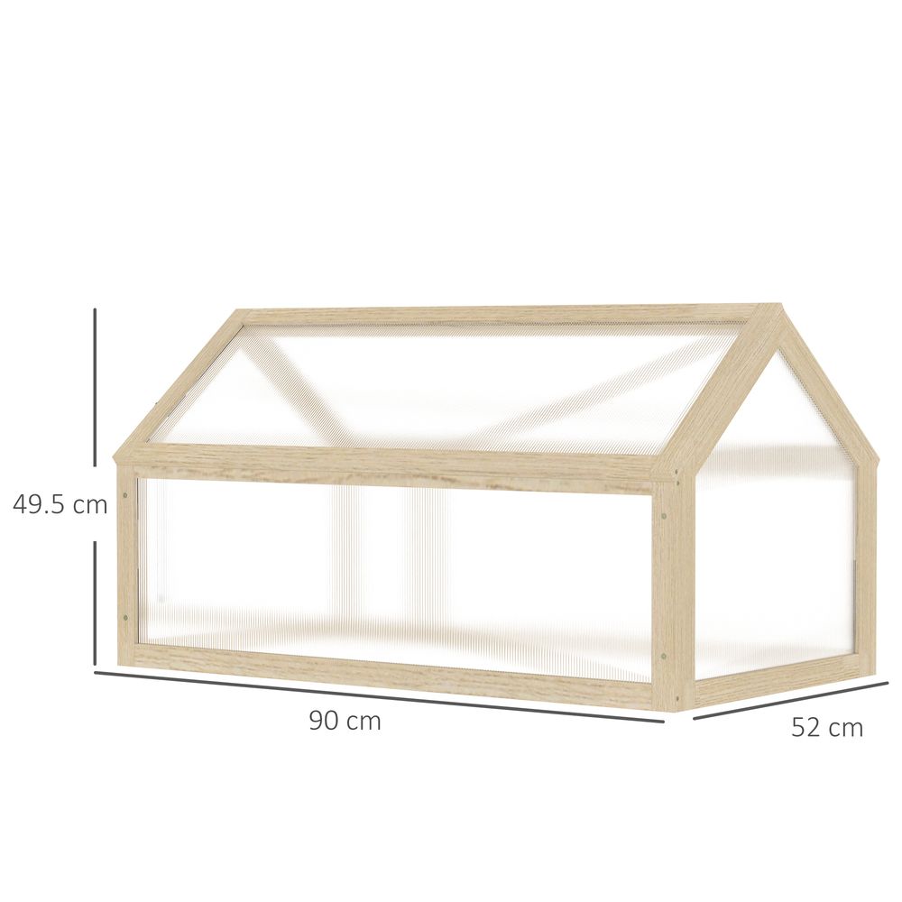 Outsunny Wooden Cold Frame with Openable Top Cover, 90 x 52 x 50cm, Natural