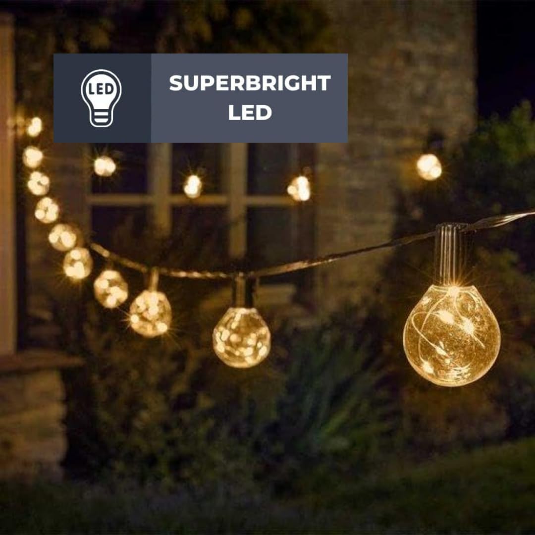 14.5m Outdoor Festoon String Lights Mains Powered Waterproof