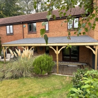 Wall Mounted Wooden Gazebo (Felt Shingle Roof) - 2m Depth