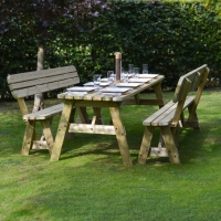 Barleythorpe Rounded Picnic Table And Bench Set