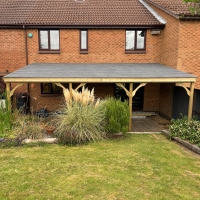 Wall Mounted Wooden Gazebo (Felt Shingle Roof) - 3.5m Depth