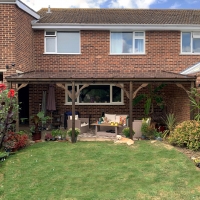 Wall Mounted Wooden Gazebo (Polycarbonate Roof) - 3.5m Depth