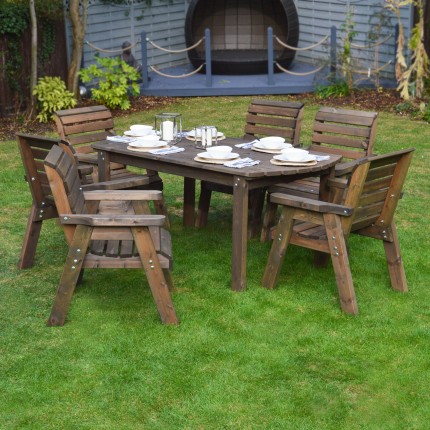 Barrowden Dining Set 240cm Curved With 6 Chairs