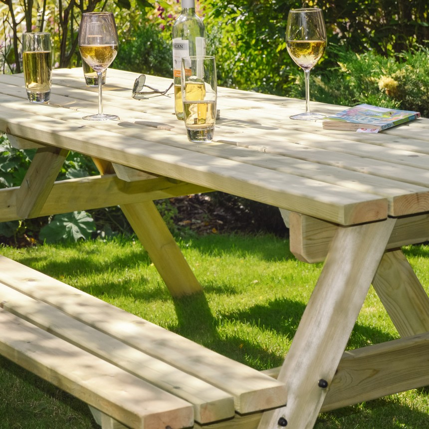 Oakham Outdoor Pub Style Picnic Bench - 6ft - Pressure Treated - Hand