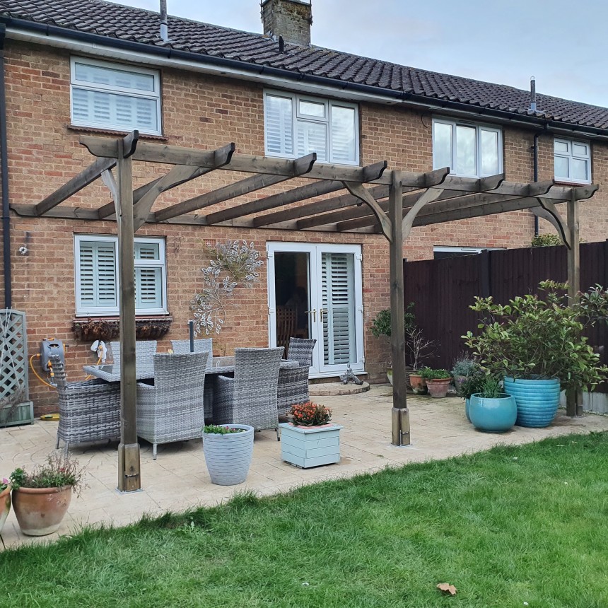 Wall Mounted Premium Pergola - 4.2m Depth - Rutland County Garden Furniture